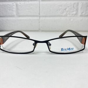 SEEMEE SM226 Full Rim Rectangular Metal Eyeglasses Frames Black 53-19 H2656